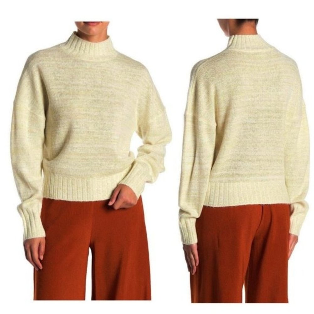 NSR Ivory Metallic Mock Neck Ribbed Sweater ®